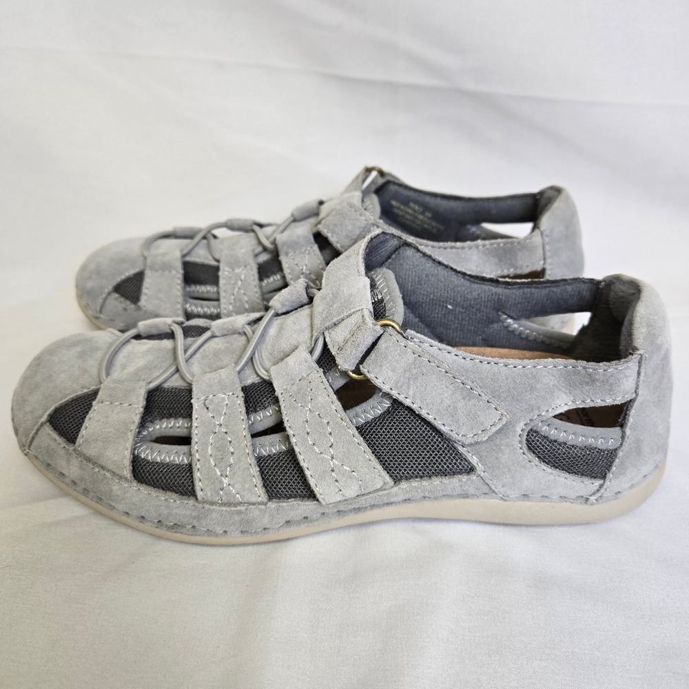 Earth Origins Pierce Suede Fisherman Sandals Frost Gray Women's 6